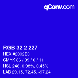 Color code: RGB 32 2 227 | qconv.com