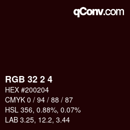 Color code: RGB 32 2 4 | qconv.com