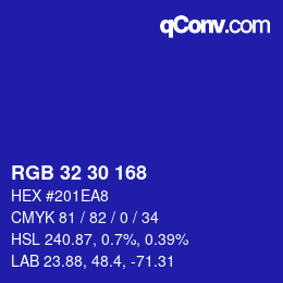 Color code: RGB 32 30 168 | qconv.com