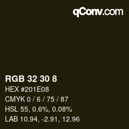 カラーコード: RGB 32 30 8 | qconv.com