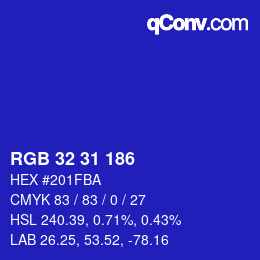 Color code: RGB 32 31 186 | qconv.com