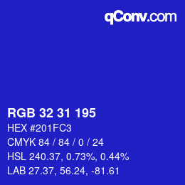 Color code: RGB 32 31 195 | qconv.com