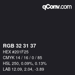 Color code: RGB 32 31 37 | qconv.com