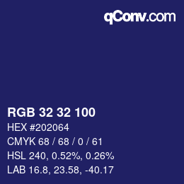 Color code: RGB 32 32 100 | qconv.com