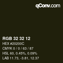 Color code: RGB 32 32 12 | qconv.com