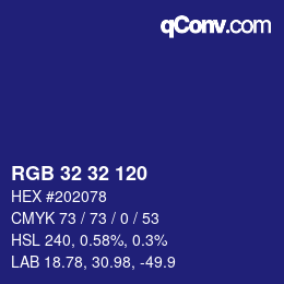 カラーコード: RGB 32 32 120 | qconv.com
