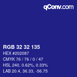 Color code: RGB 32 32 135 | qconv.com
