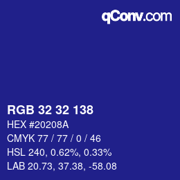 Color code: RGB 32 32 138 | qconv.com
