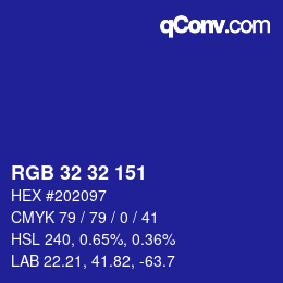 Color code: RGB 32 32 151 | qconv.com