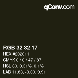 Color code: RGB 32 32 17 | qconv.com