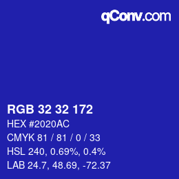Color code: RGB 32 32 172 | qconv.com