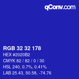 Color code: RGB 32 32 178 | qconv.com