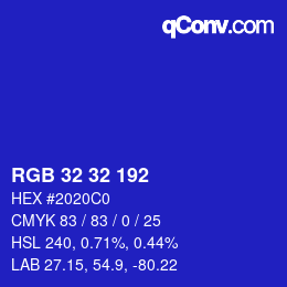 カラーコード: RGB 32 32 192 | qconv.com