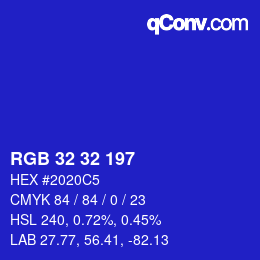 Color code: RGB 32 32 197 | qconv.com