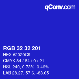 カラーコード: RGB 32 32 201 | qconv.com