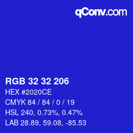 Color code: RGB 32 32 206 | qconv.com
