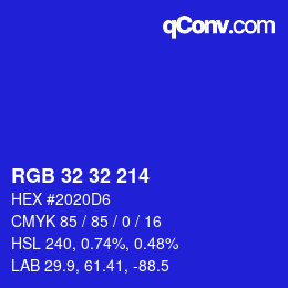 Color code: RGB 32 32 214 | qconv.com