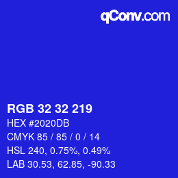 Color code: RGB 32 32 219 | qconv.com