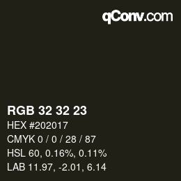 Farbcode: RGB 32 32 23 | qconv.com