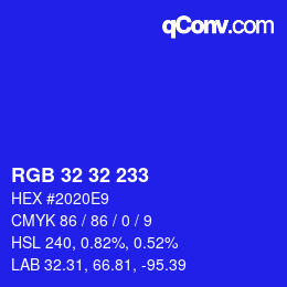 Color code: RGB 32 32 233 | qconv.com