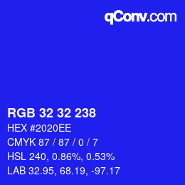 Color code: RGB 32 32 238 | qconv.com