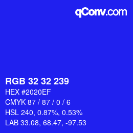Color code: RGB 32 32 239 | qconv.com
