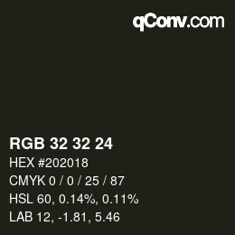 颜色代码: RGB 32 32 24 | qconv.com