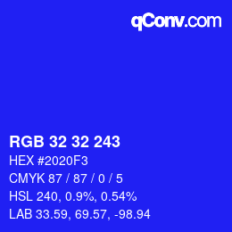 Farbcode: RGB 32 32 243 | qconv.com