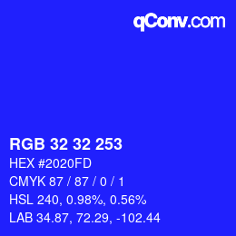 Color code: RGB 32 32 253 | qconv.com