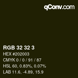 Color code: RGB 32 32 3 | qconv.com