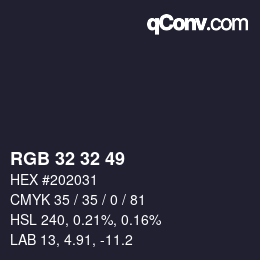 Color code: RGB 32 32 49 | qconv.com