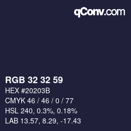 カラーコード: RGB 32 32 59 | qconv.com