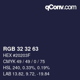 Color code: RGB 32 32 63 | qconv.com