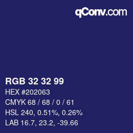 Color code: RGB 32 32 99 | qconv.com