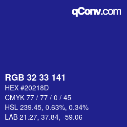 Color code: RGB 32 33 141 | qconv.com