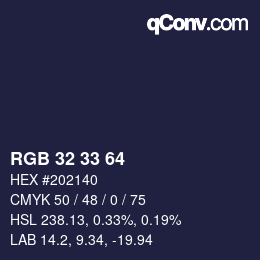 Color code: RGB 32 33 64 | qconv.com