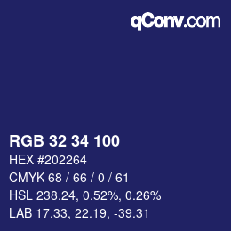 Color code: RGB 32 34 100 | qconv.com