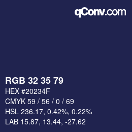 カラーコード: RGB 32 35 79 | qconv.com