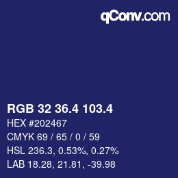 カラーコード: RGB 32 36.4 103.4 | qconv.com