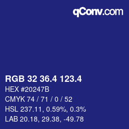 カラーコード: RGB 32 36.4 123.4 | qconv.com