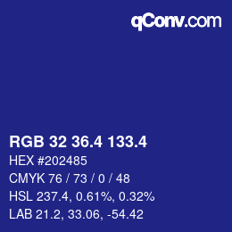 カラーコード: RGB 32 36.4 133.4 | qconv.com