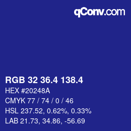カラーコード: RGB 32 36.4 138.4 | qconv.com