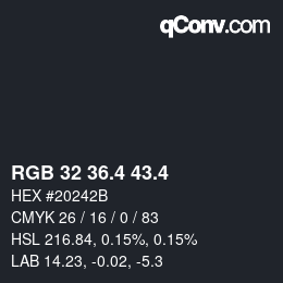 カラーコード: RGB 32 36.4 43.4 | qconv.com