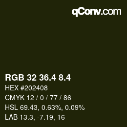 カラーコード: RGB 32 36.4 8.4 | qconv.com
