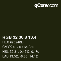 カラーコード: RGB 32 36.8 13.4 | qconv.com