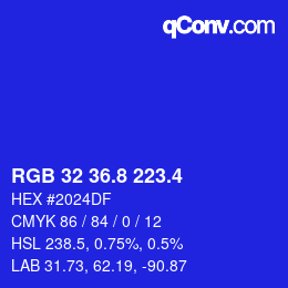 カラーコード: RGB 32 36.8 223.4 | qconv.com