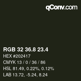 カラーコード: RGB 32 36.8 23.4 | qconv.com
