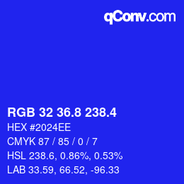 カラーコード: RGB 32 36.8 238.4 | qconv.com