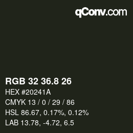 カラーコード: RGB 32 36.8 26 | qconv.com