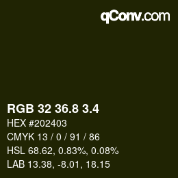 カラーコード: RGB 32 36.8 3.4 | qconv.com